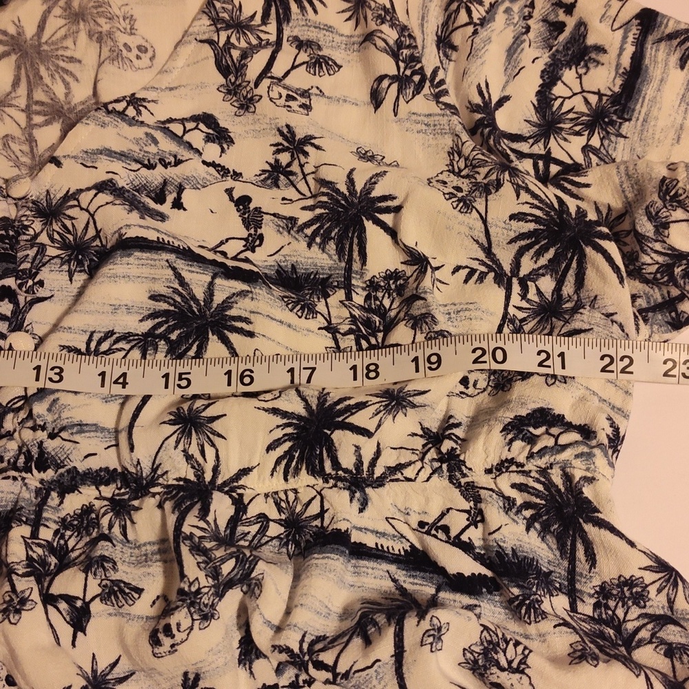 Torrid Blue Slub Knit Tropical Palm Beach Summer Floral Suffer Skull Top SZ 2X - Picture 8 of 11